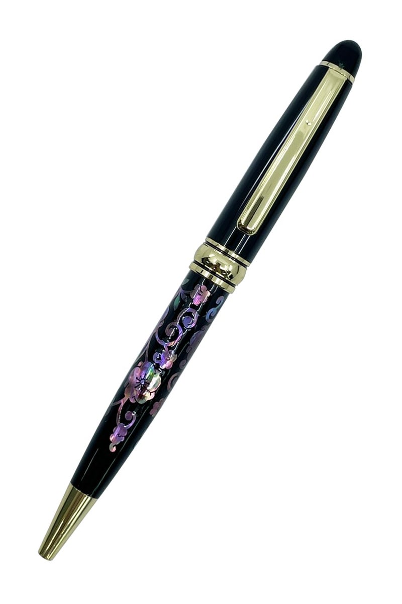 Nacreh Inlay Mother of Pearl Design Handmade Ballpoint Pen Retractable Executive Gift Deluxe Rollerball Point Black Ink (Arabesque) - Image 1